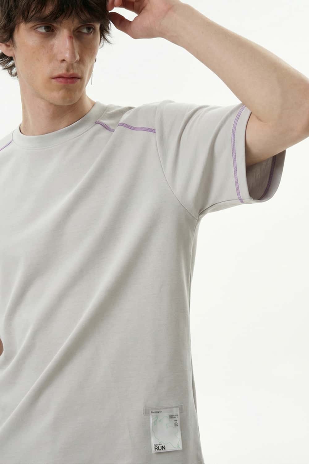 Contrast Stitch Active Performance Tee - Light Gray