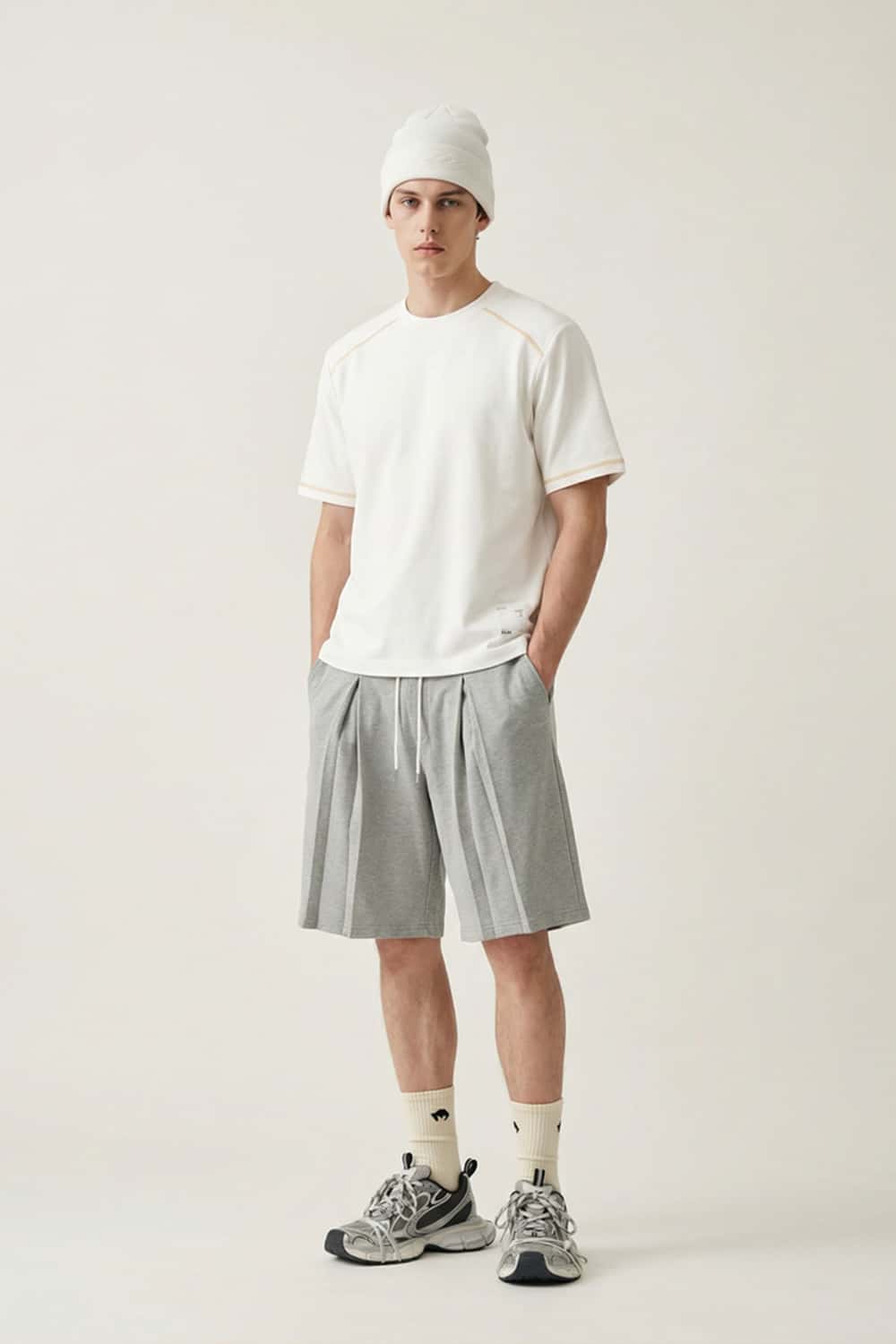 Contrast Stitch Active Performance Tee - White