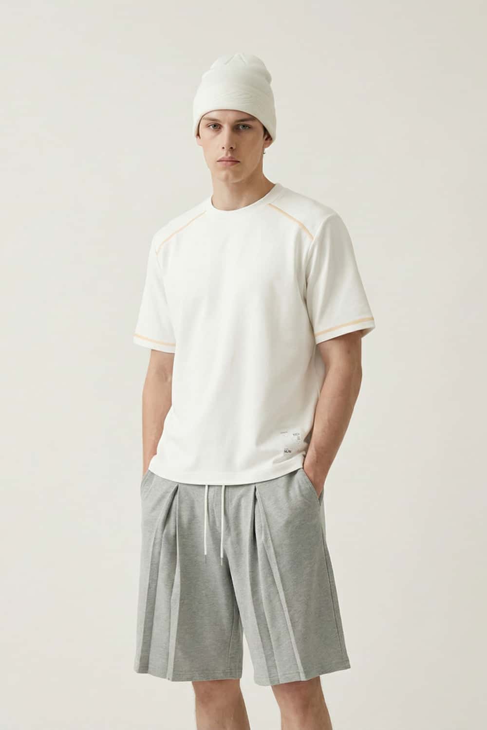Contrast Stitch Active Performance Tee - White