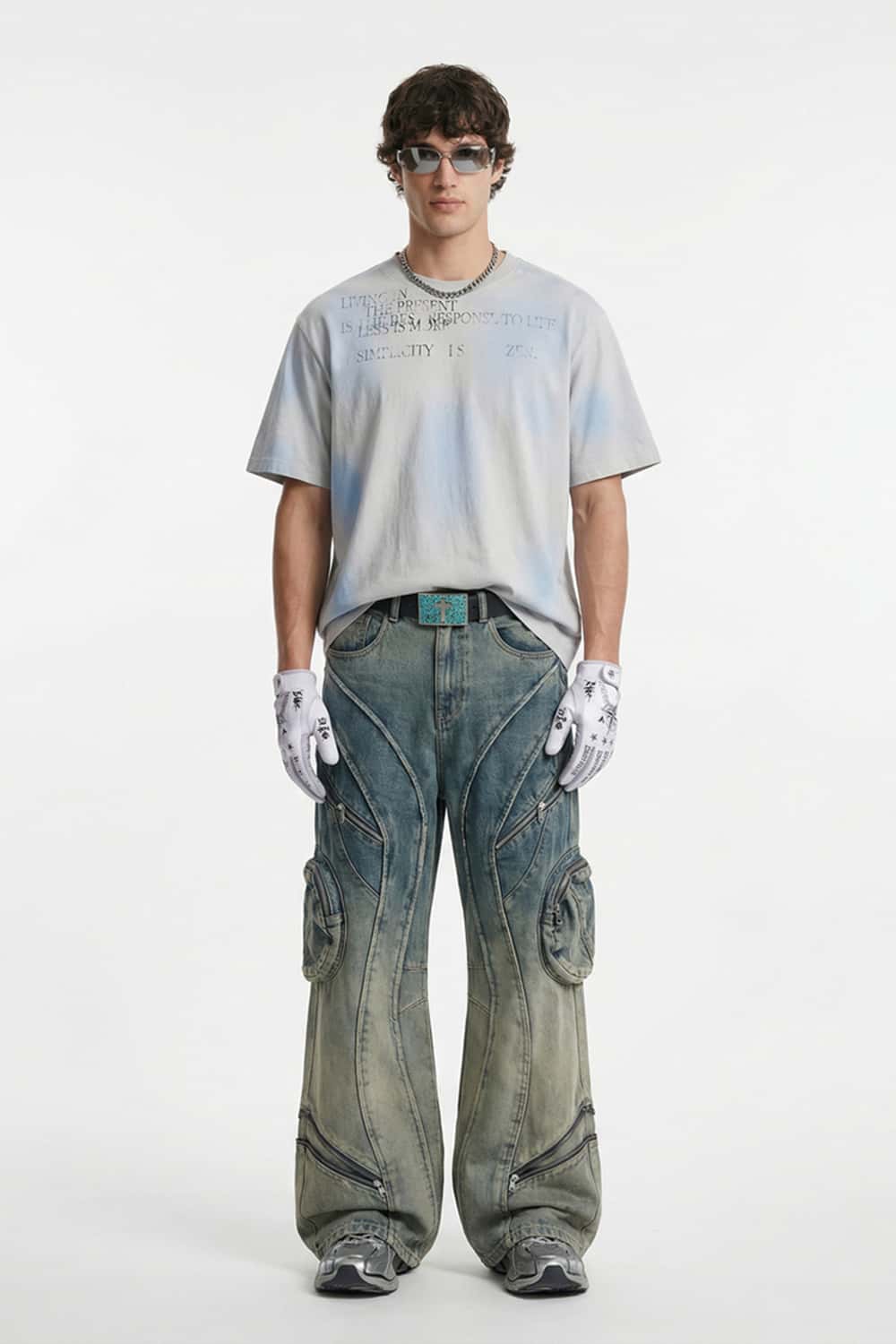 Airbrush Graphic Organic Cotton Tee - Baby Blue