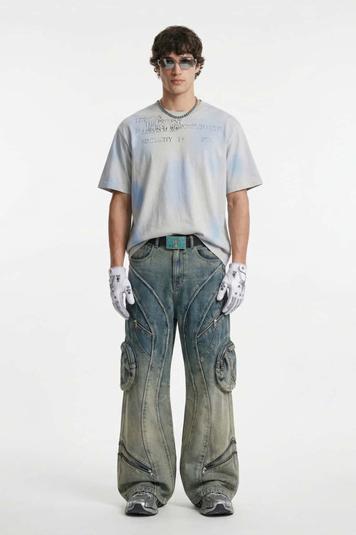 Airbrush Graphic Cotton Tee - Baby Blue