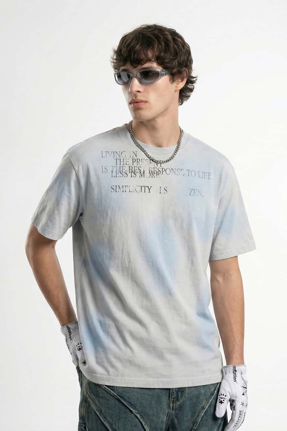 Airbrush Graphic Organic Cotton Tee - Baby Blue