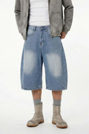 Men's Distressed Rhinestone Cropped Denim - Blue