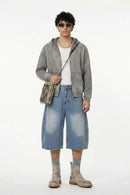 Men's Distressed Rhinestone Cropped Denim - Blue