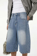 Men's Distressed Rhinestone Cropped Denim - Blue