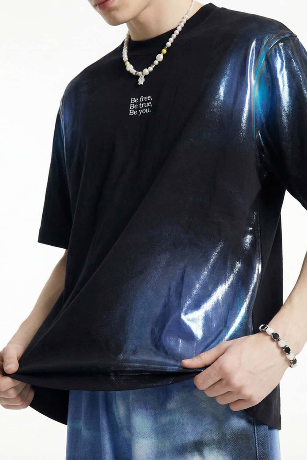 Graphic Spark Print Cooling-Touch Tee - Black