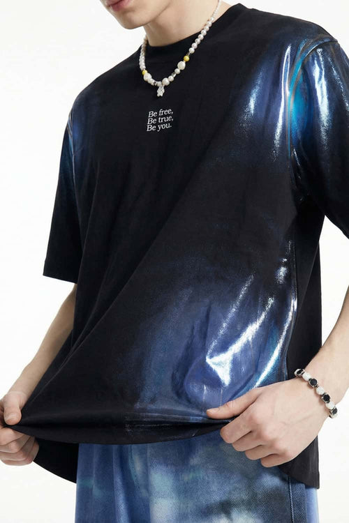 Graphic Spark Print Cooling-Touch Tee - Black