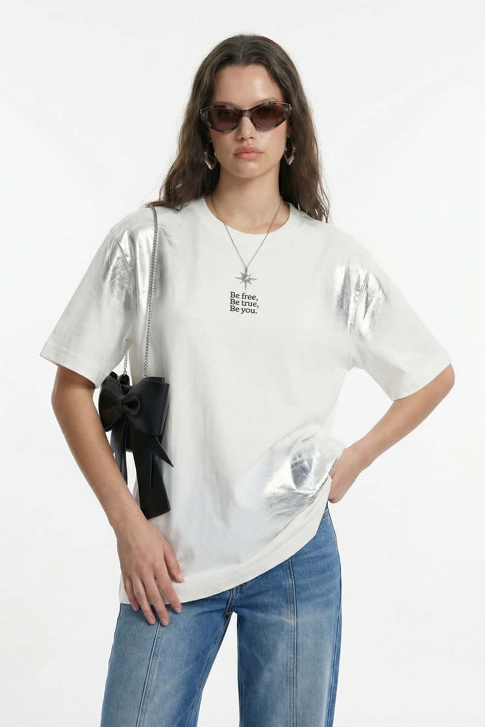 Graphic Spark Print Cooling-Touch Tee - White