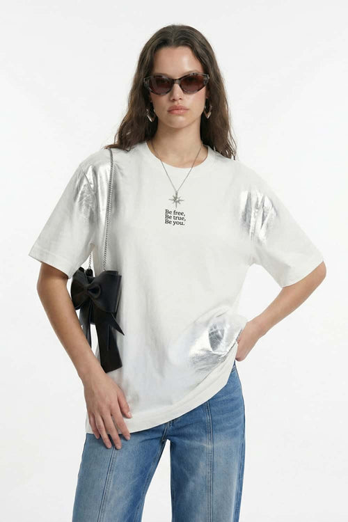 Graphic Spark Print Cooling-Touch Tee - White