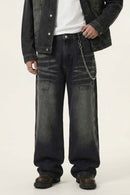 Distressed Rhinestone Pocket Jeans - Black