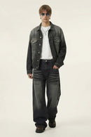 Distressed Rhinestone Pocket Jeans - Black