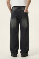 Distressed Rhinestone Pocket Jeans - Black