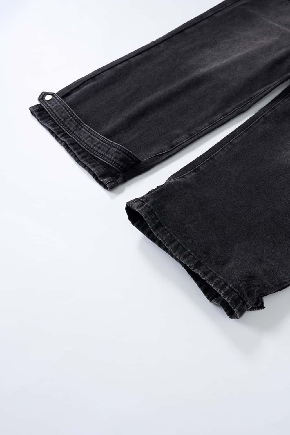 Distressed Rhinestone Pocket Jeans - Black