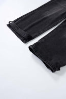 Distressed Rhinestone Pocket Jeans - Black