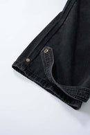 Distressed Rhinestone Pocket Jeans - Black