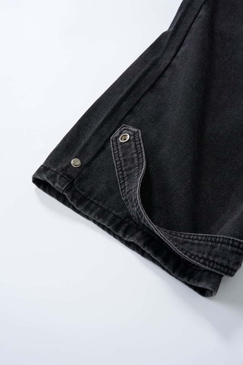 Distressed Rhinestone Pocket Jeans - Black