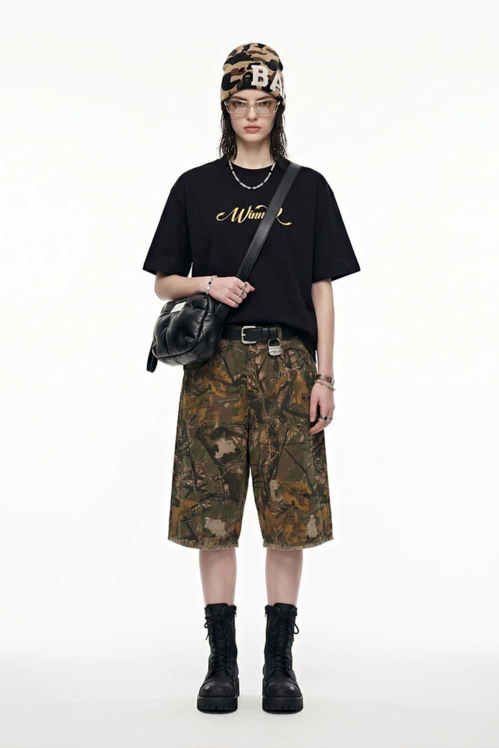 Metallic Foil 3D Cut Graphic Tee - Black