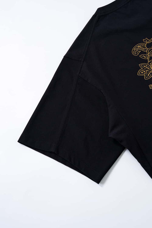 Metallic Foil 3D Cut Graphic Tee - Black