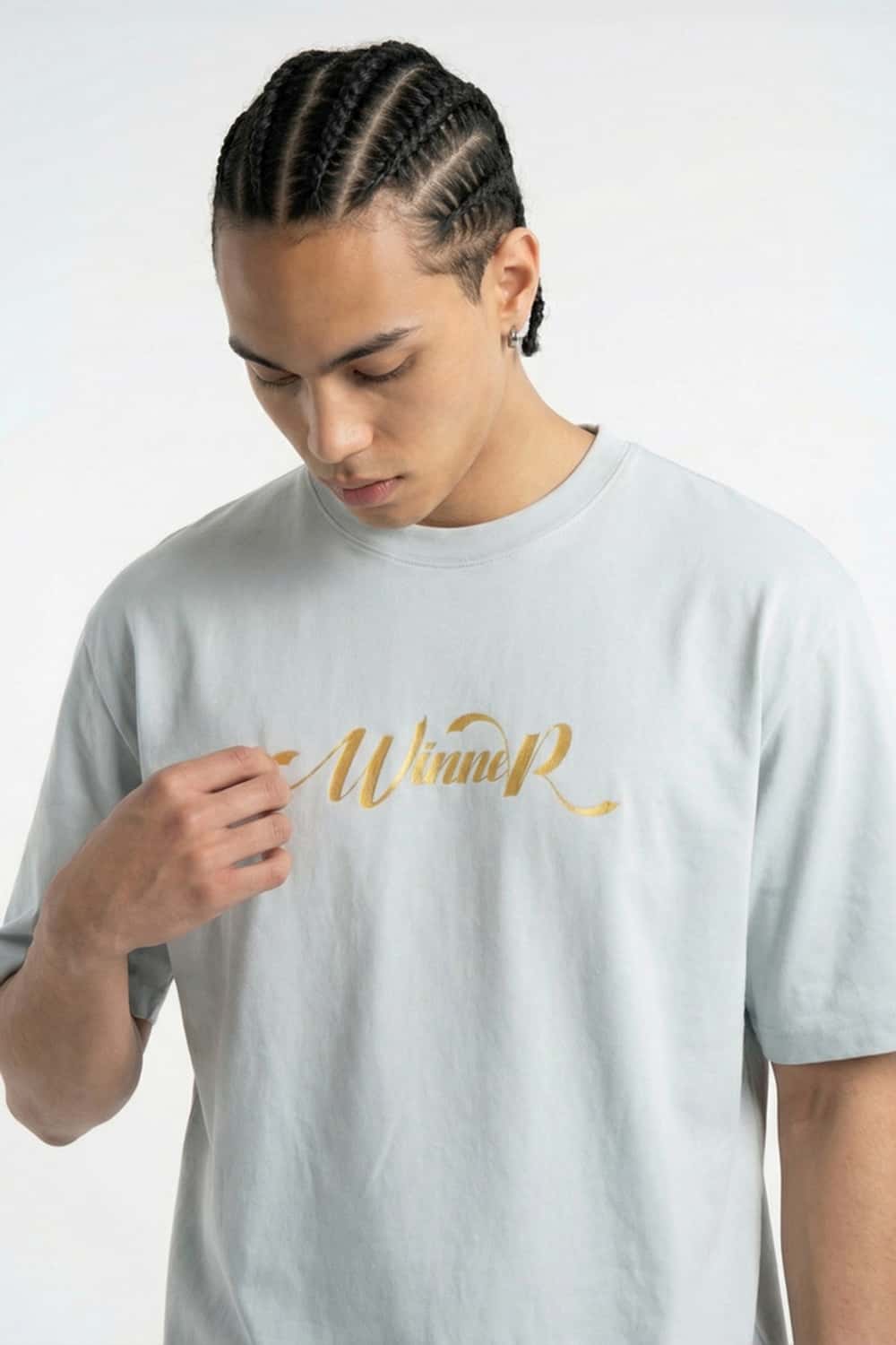 Metallic Foil 3D Cut Graphic Tee - Gray