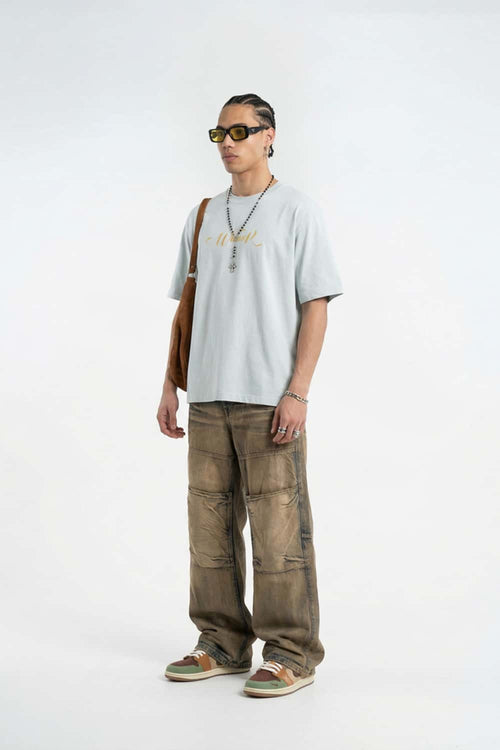 Metallic Foil 3D Cut Graphic Tee - Gray