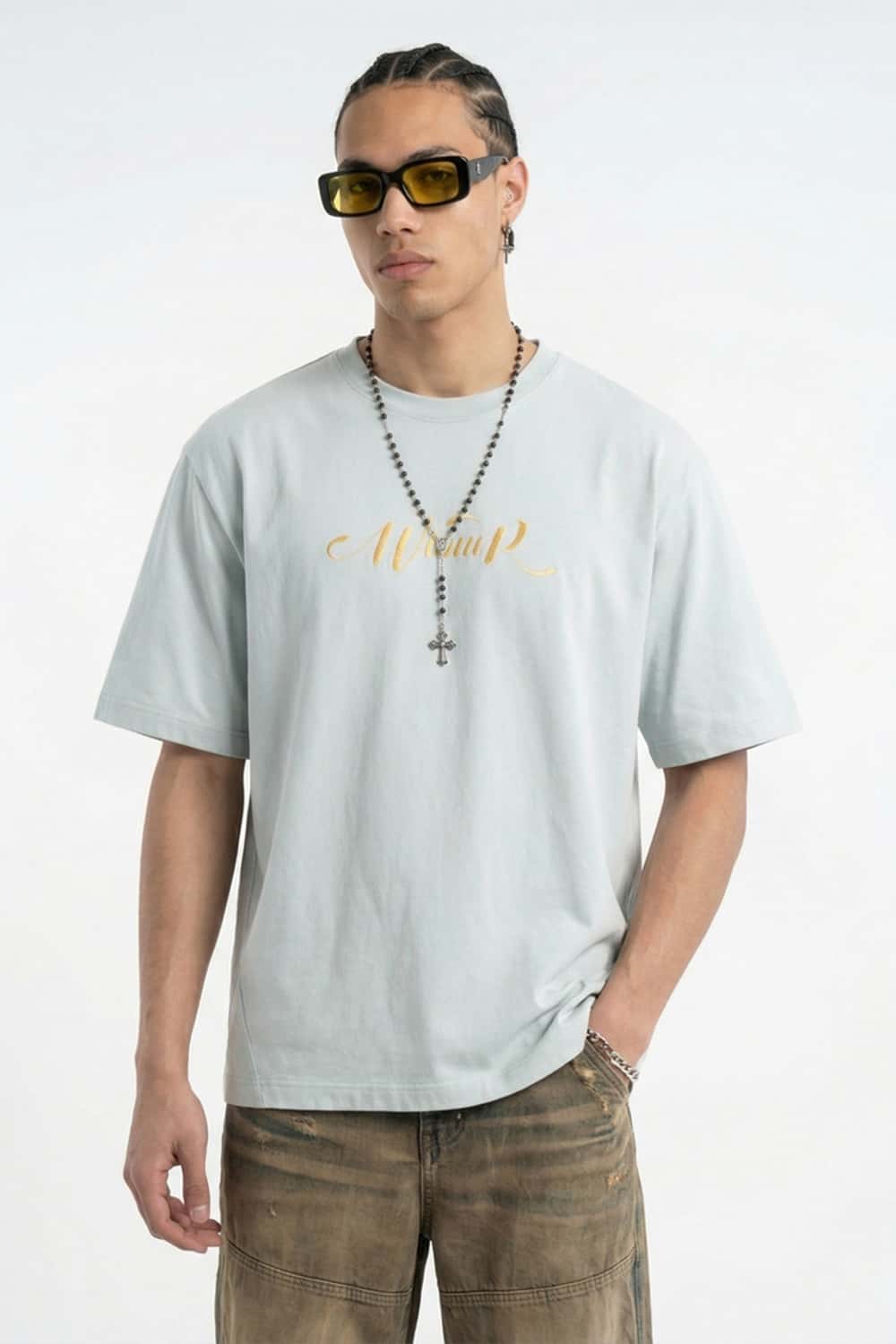 Metallic Foil 3D Cut Graphic Tee - Gray
