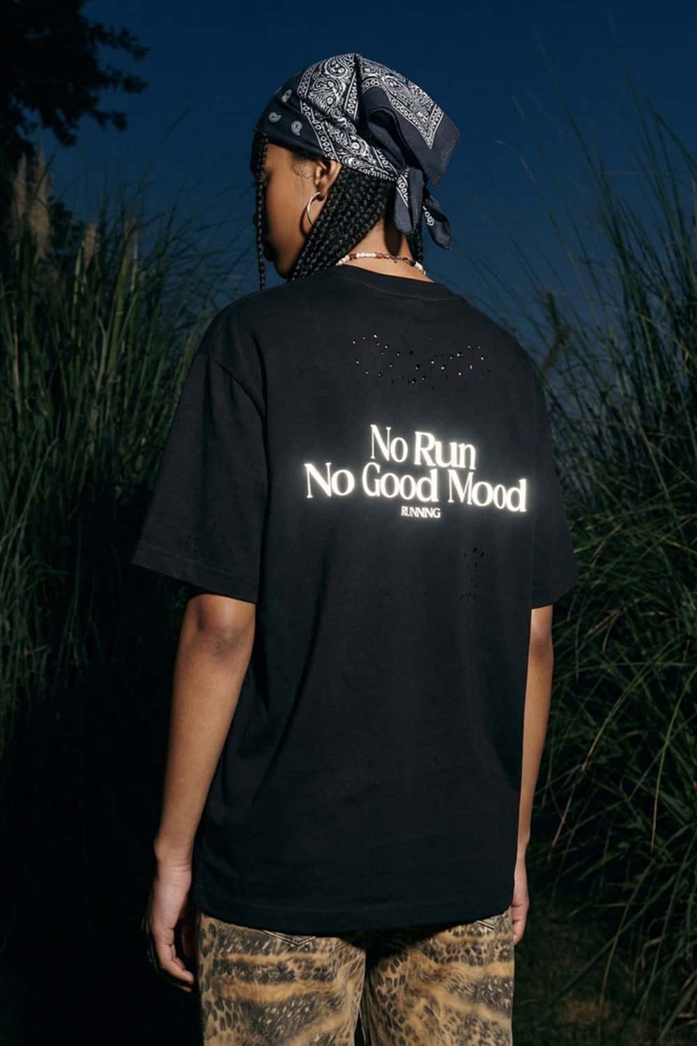 Distressed Reflective Active Graphic Tee - Active Black
