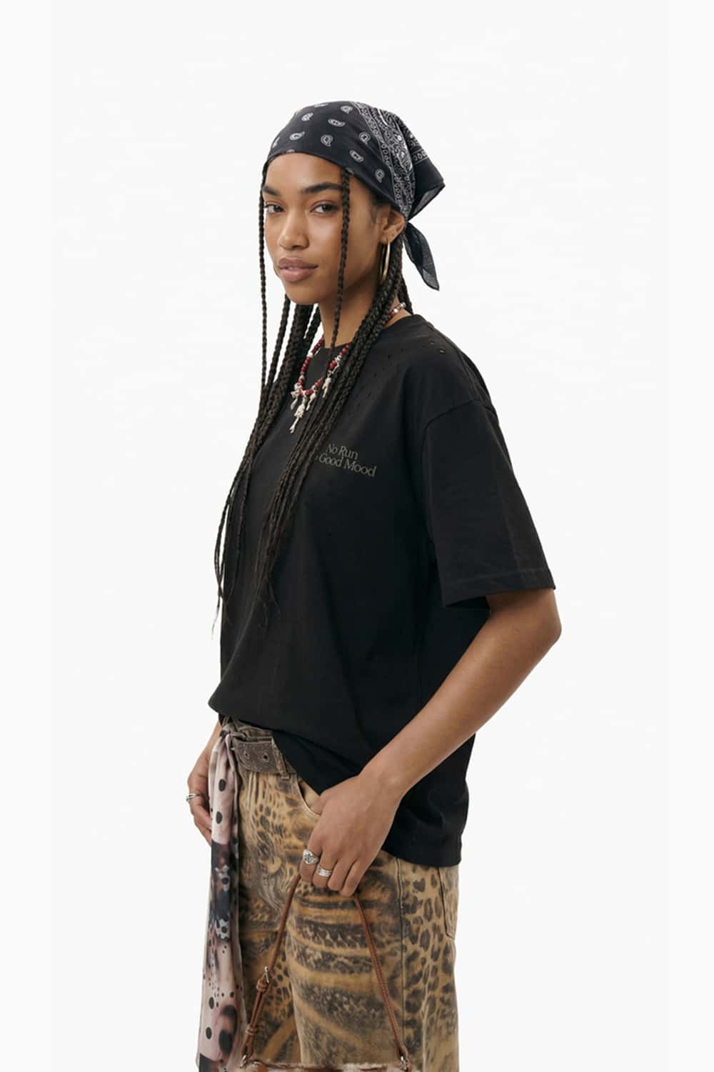 Distressed Reflective Active Graphic Tee - Active Black