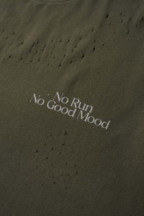 Distressed Reflective Active Graphic Tee - Olive