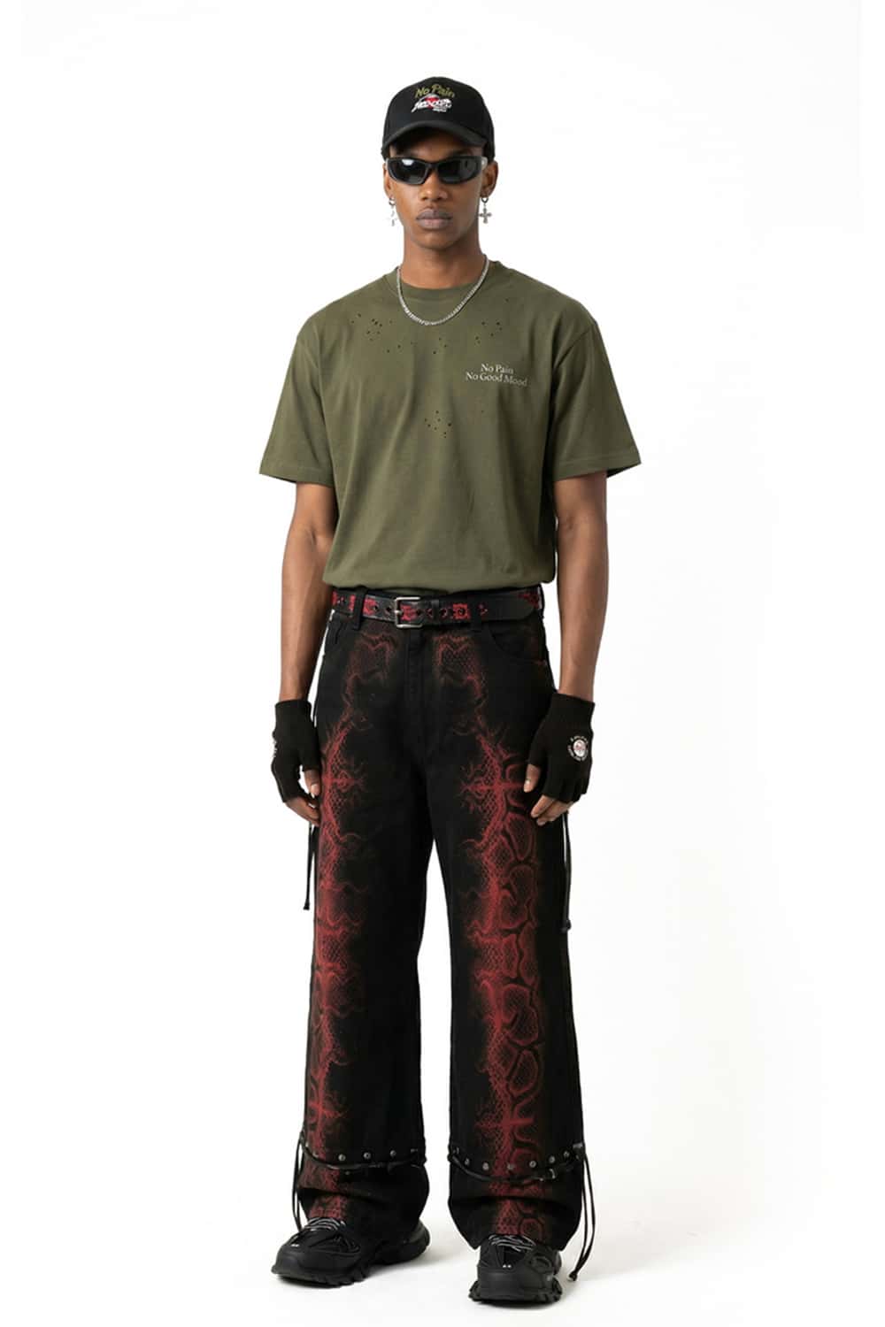 Distressed Reflective Active Graphic Tee - Olive