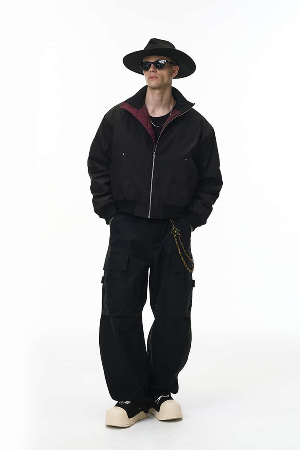 Vintage Utility Mock Neck Bomber - Black