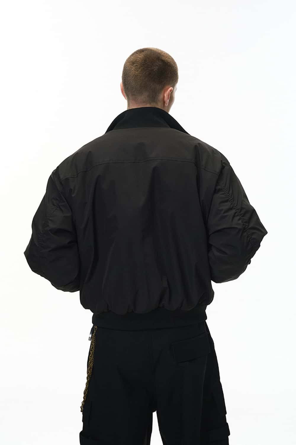 Vintage Utility Mock Neck Bomber - Black