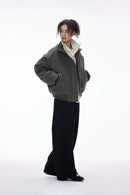 Vintage Utility Mock Neck Bomber - Dark Gray