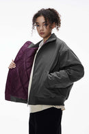 Vintage Utility Mock Neck Bomber - Dark Gray