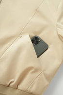 Vintage Utility Mock Neck Bomber - Light Khaki
