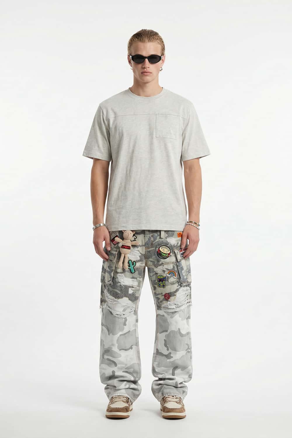 Premium Slub Cotton Pocket Tee - Flower Gray