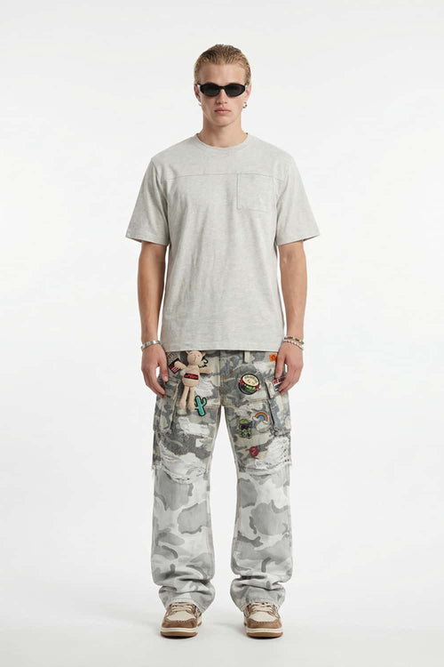 Premium Slub Cotton Pocket Tee - Flower Gray