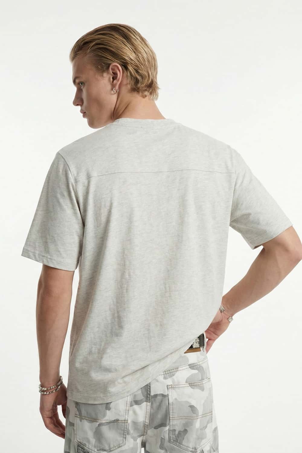 Premium Slub Cotton Pocket Tee - Flower Gray