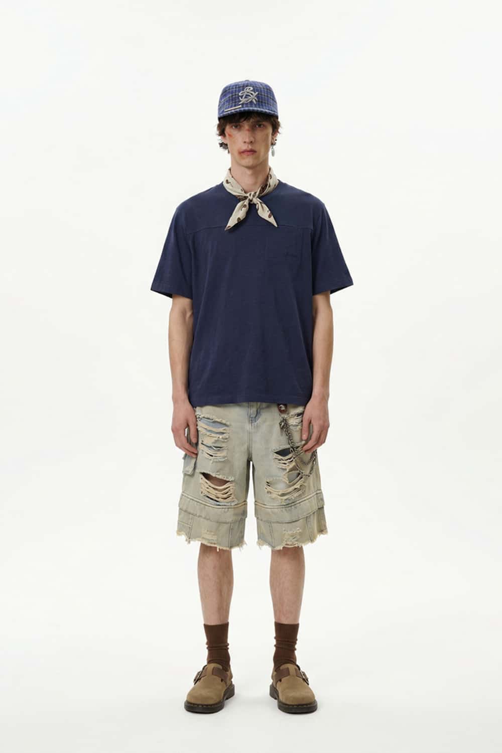 Premium Slub Cotton Pocket Tee - Navy Blue