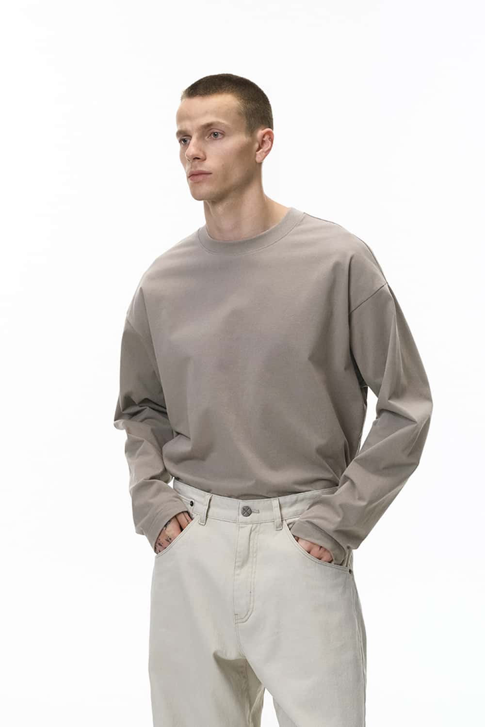 Sorona Performance Stretch Long-Sleeve Tee - Light Gray