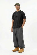 Paneled Embroidered Sport Tee - Gray