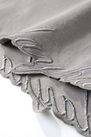 Distressed Embroidered Punk Streetwear Tee - Light Gray
