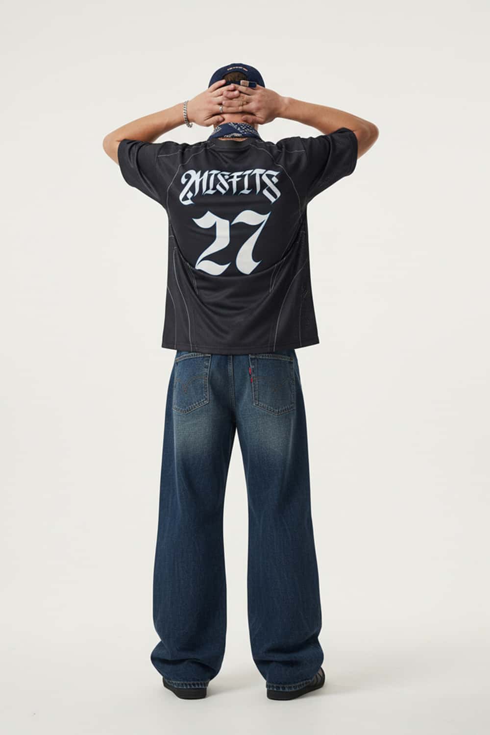 Retro Athletic Graphic Jersey Tee - Black