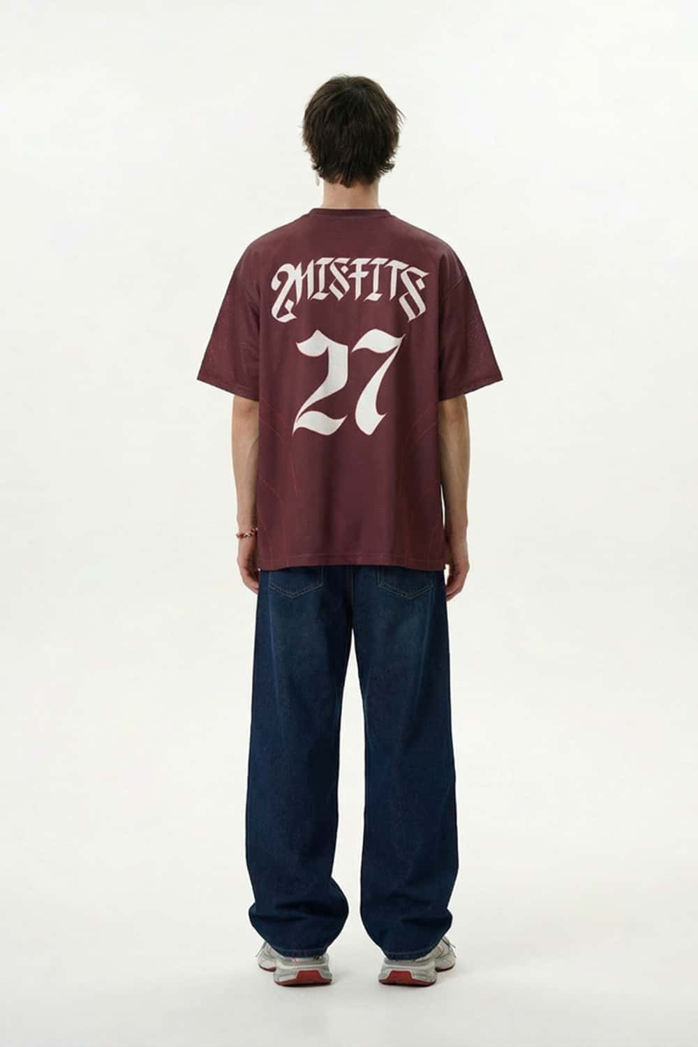 Retro Athletic Graphic Jersey Tee - Red