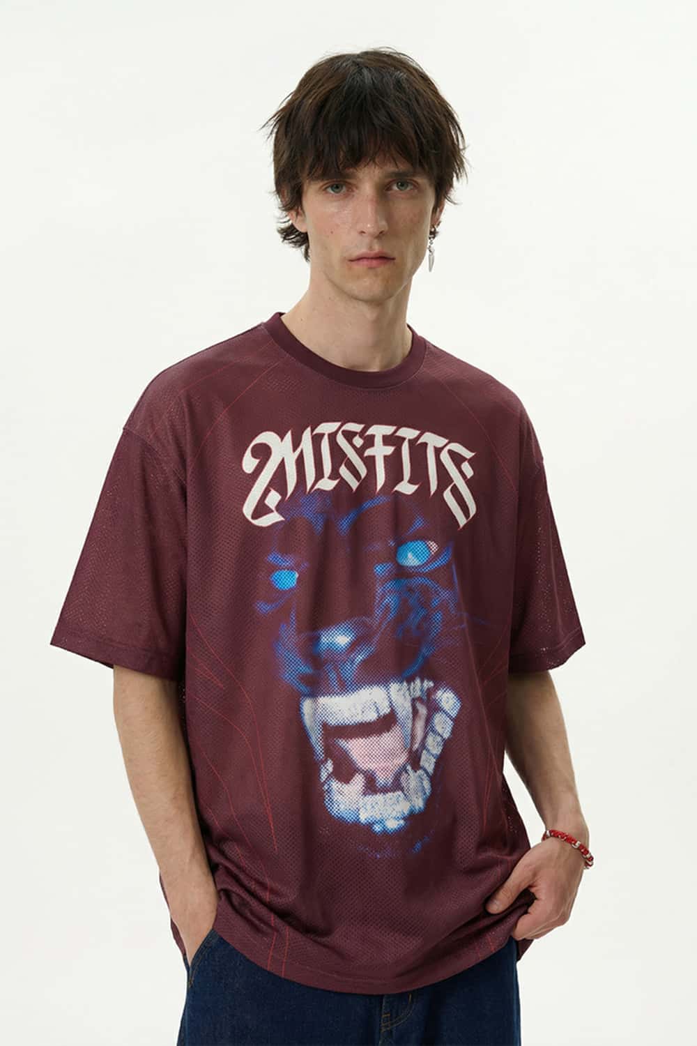 Retro Athletic Graphic Jersey Tee - Red