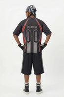 Digital Print V-Neck Jersey Tee - Black