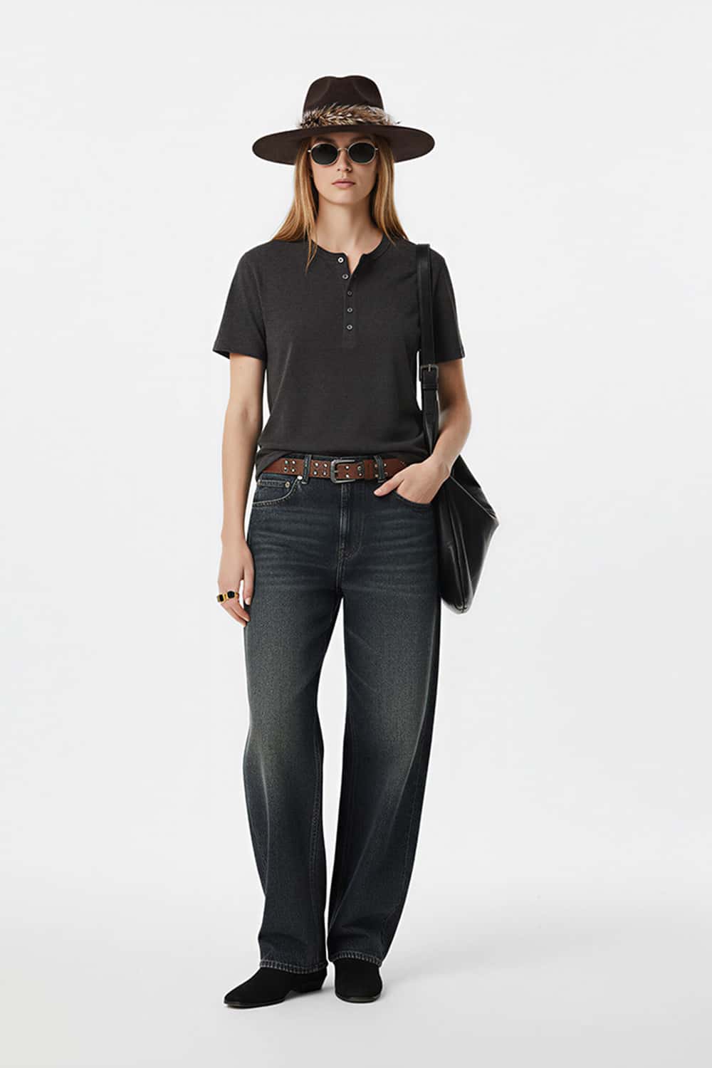Vintage Blend Short-Sleeve Henley - Black
