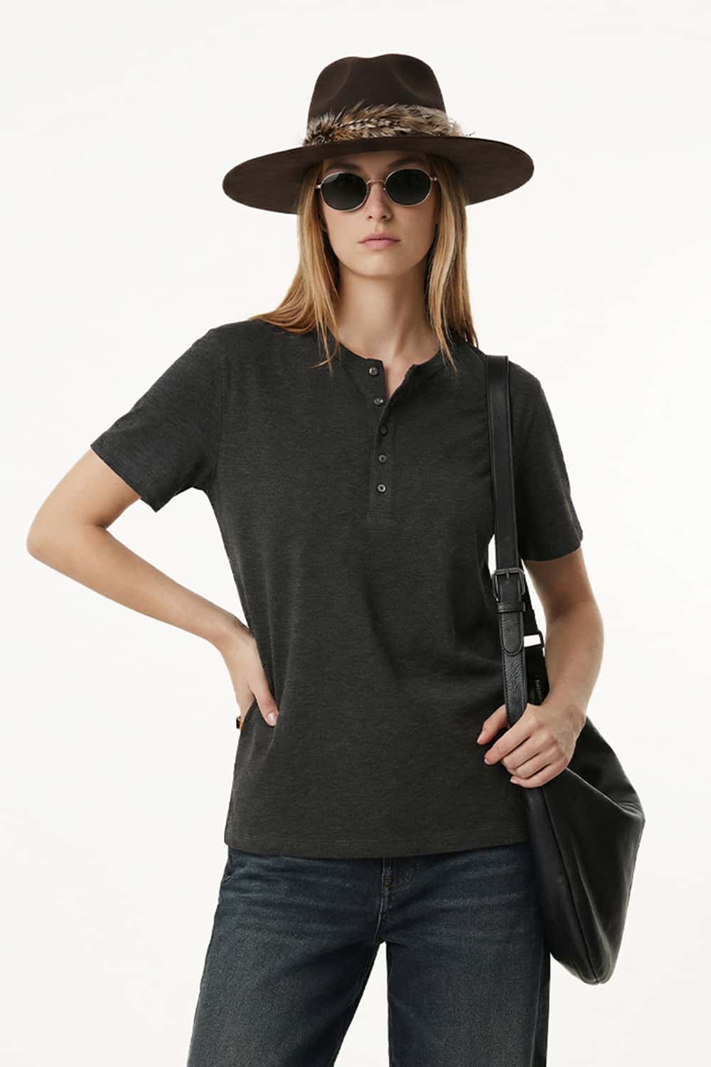 Vintage Blend Short-Sleeve Henley - Black