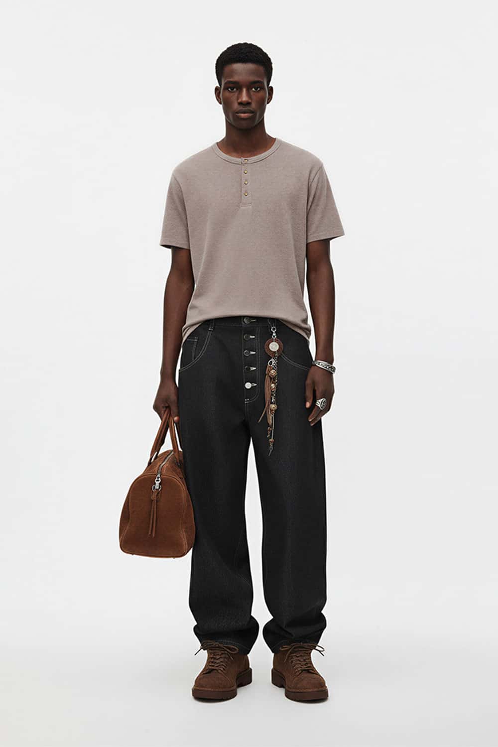 Vintage Blend Short-Sleeve Henley - Khaki