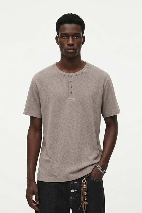 Vintage Blend Short-Sleeve Henley - Khaki