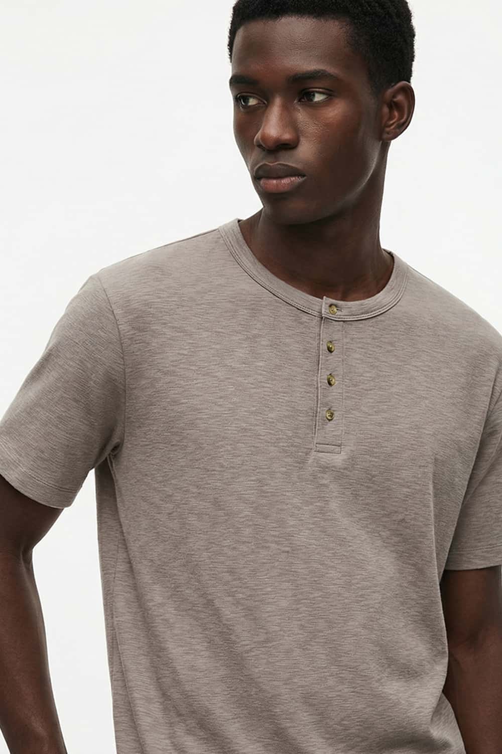Vintage Blend Short-Sleeve Henley - Khaki